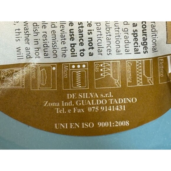 De Silva Terracotta Lt Blue Soup Bowl with handle and lid, never used 6.5x5.5" - Picture 16 of 16